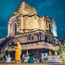 Chedi Luang, un temple bouddhiste très populaire dans le centre historique de Chiang Mai.