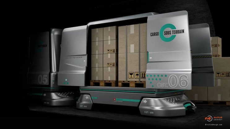 Le projet Cargo sous terrain projette de construire un vaste réseau souterrain de transport de marchandise par des véhicules électriques autononomes.