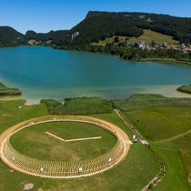 Une œuvre de l’artiste suisse Fabien Roy à la vallée de Joux lors du Tour de France.