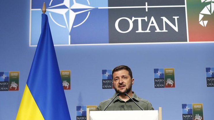 Il s'agissait mercredi de la seconde réunion du nouveau Conseil Otan-Ukraine, inauguré par le président Volodymyr Zelensky lors du sommet de l'Alliance qui s'est tenu à Vilnius début juillet (archives).