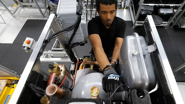 Tournée vers l'exportation, l'industrie allemande souffre depuis plusieurs trimestres des prix trop élevés de l'énergie et de la hausse des taux d'intérêt (archives).