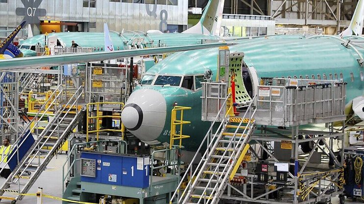 Un Boeing 737 MAX en mode assemblage à Renton, aux Etats-Unis.