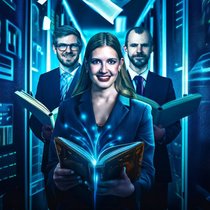 Kevin Roth, Paulina Grnarova et Yannic Kilcher (de g. à dr.) transforment la paperasse en mine d’or. (Illustration créée à l’aide d’un modèle d’IA)