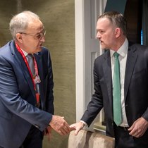 L'ouverture de ces enquêtes a été annonce par le représentant de la Maison Blanche pour le Commerce (USTR), Jamieson Greer (ici avec Guy Parmelin à Davos en janvier dernier).