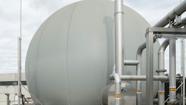 Le réservoir d'une installation de biogaz à Niedergösgen (SO), où il est produit, traité et injecté dans le réseau. (archives)