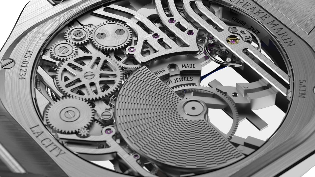 Le modèle Ripples Skeleton, équipé du nouveau calibre SMA07, l’un des 12 mouvements développés pour Speake Marin par le Cercle des Horlogers.