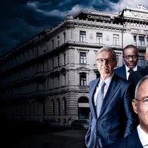 Le Credit Suisse a toujours été constant sur deux aspects: les scandales et le défilé de nouveaux patrons. Urs Rohner, Tidjane Thiam, Thomas Gottstein, António Horta-Osório (derrière, de g. à dr.), Axel Lehmann (devant)