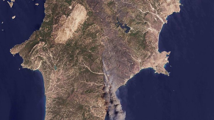 Une image satellite des feux sur l'île de Rhodes, en Grèce (archives).
