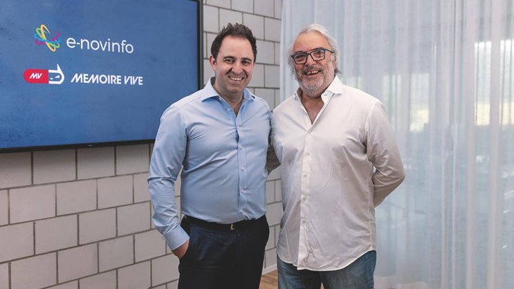 Adriano Todisco, CEO d’E-novinfo (à g.), et Donato Mottini, fondateur de Mémoire Vive.