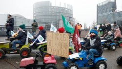 Des centaines d'agriculteurs étaient réunis à Strasbourg, à bord de tracteurs, pour dire leur hostilité à l'accord, signé samedi au Paraguay.
