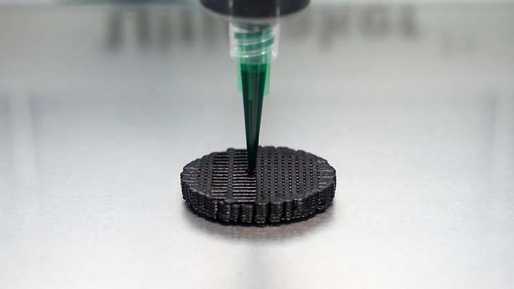 La pile fabriquée par impression 3D se compose de deux types de champignons différents.