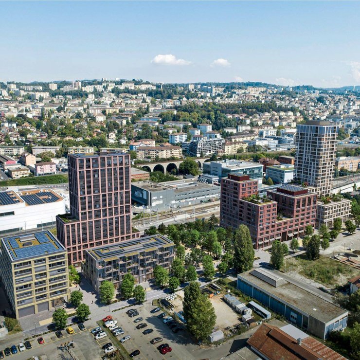 Les logements, commerces et bureaux de Central Malley seront disponibles dès 2025.  Le budget total du chantier s’élève à 250 millions de francs.  
