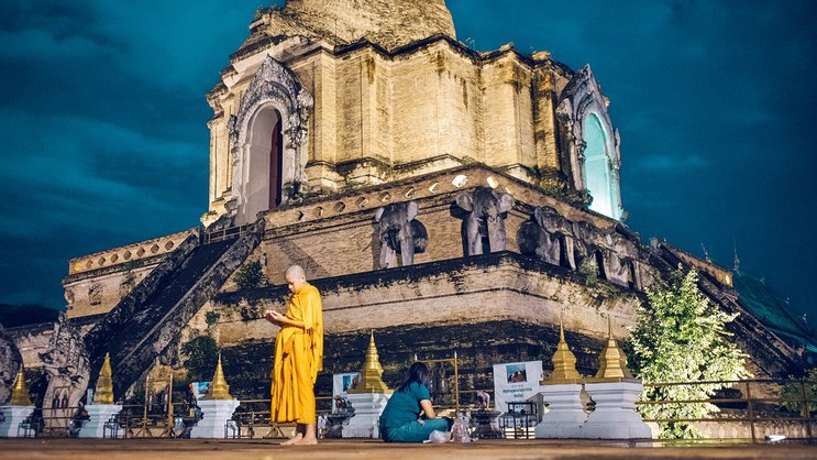 Chedi Luang, un temple bouddhiste très populaire dans le centre historique de Chiang Mai.