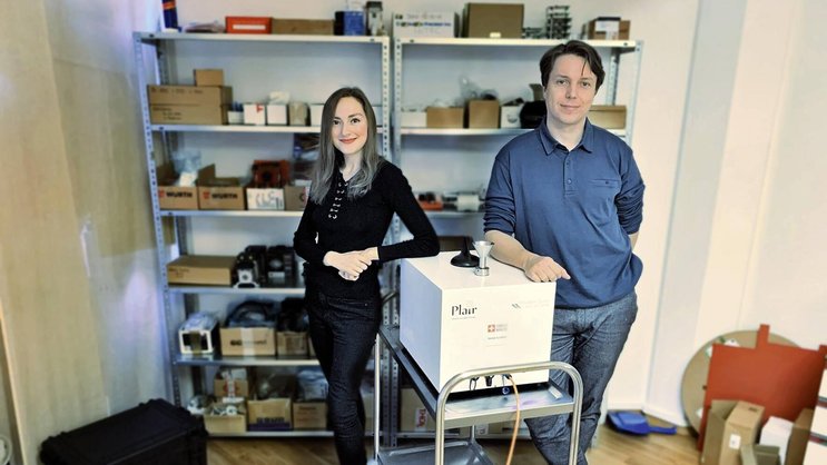 Denis Kiselev et Svetlana Kiseleva, les fondateurs de Plair, dans leur laboratoire genevois.