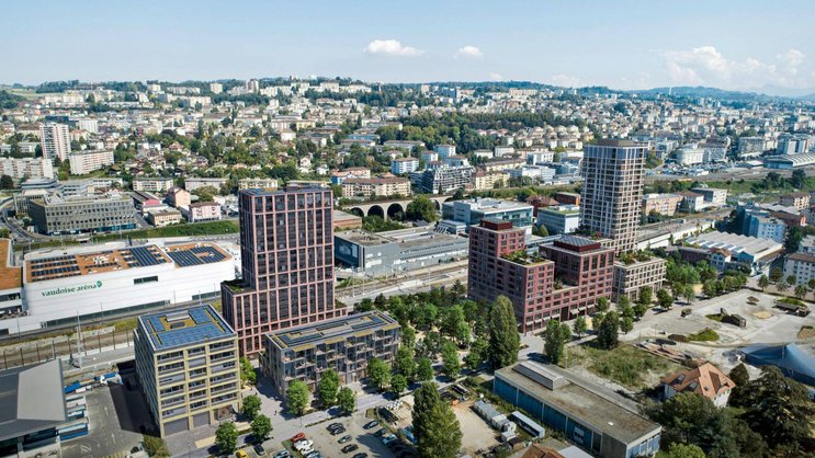 Les logements, commerces et bureaux de Central Malley seront disponibles dès 2025. Le budget total du chantier s’élève à 250 millions de francs.