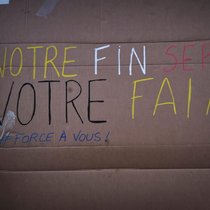 Image d'illustration d'un slogan brandi par les manifestants, la veille, dans les Pyrénées-Atlantiques.