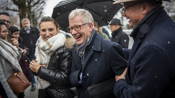 Jean-Pierre Siggen lors du deuxième tour des élections cantonales fribourgeoises en 2021. Le conseiller d'Etat fribourgeois fait partie d'une longue lignée d'argentiers qui allient bon sens paysan et connaissances pointues en finances publiques.
