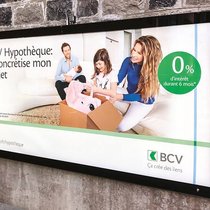 La campagne d’affichage de la BCV met en avant un taux de 0% durant six mois pour tout nouveau prêt hypothécaire.