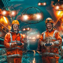 Alexandre Cherpillod (à g.) et Samir Bouabdallah visent le marché mondial avec leurs drones d’inspection. (Illustration créée à l’aide d’un modèle d’IA)