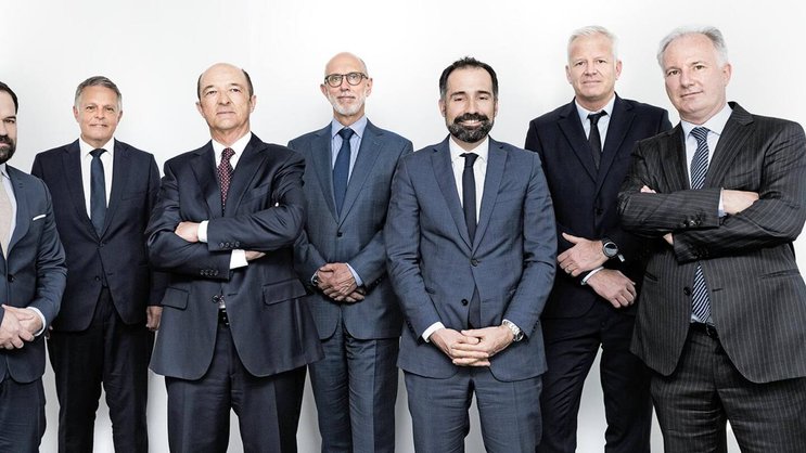 De gauche à droite : Laurent Berney, Claude Romy, Patrick Schneider, Antoine Cottier, Frédéric Berney, Roland Rueff et Nicolas Buser.