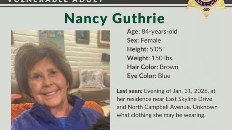 Le FBI a annoncé offrir une récompense de 50'000 dollars pour toute information permettant de retrouver Nancy Guthrie saine et sauve ou conduisant à l'arrestation et à la condamnation du ou des responsables de sa disparition.