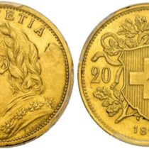 Un Vreneli de 1897 en or de Gondo.