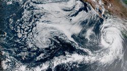Les embauches de météorologues au sein des hedge funds ont augmenté de 23% en 2025 pour anticiper les phénomènes climatiques extrêmes, comme ici l’ouragan «Hilary» au-dessus du Mexique.