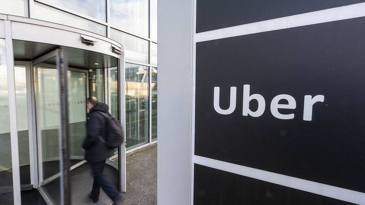 Le logo de la société Uber photographié devant son siège genevois (archives).