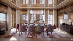 La salle à manger du chalet: le complexe de bâtiments est loué pour 12 à 14 millions de francs par an.