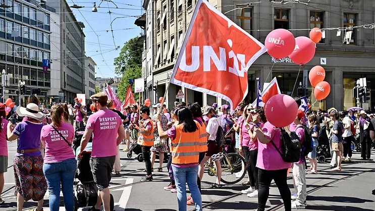 Une des actions organisées à l'occasion de la Grève féministe, ce mercredi à Bâle.