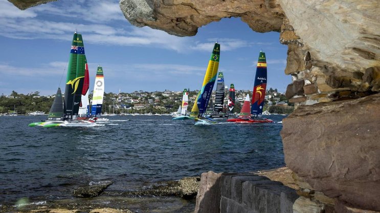 Les catamarans SailGP, ici en course dans la baie de Sydney, concourront ce week-end à Genève.