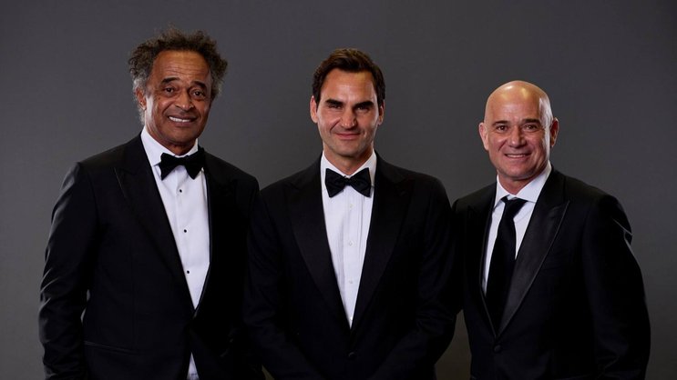Yannick Noah, Roger Federer et Andre Agassi à la soirée d’ouverture de la Laver Cup en septembre 2024 à Berlin.