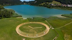 Une œuvre de l’artiste suisse Fabien Roy à la vallée de Joux lors du Tour de France.